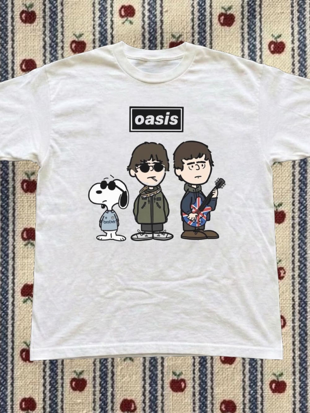 Gildan White Oasis Cartoon Band Graphic Tee